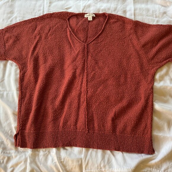 Coldwater Creek 100% Slub Cotton Rust Short Sleeve Sweater, size XL - Picture 1 of 10